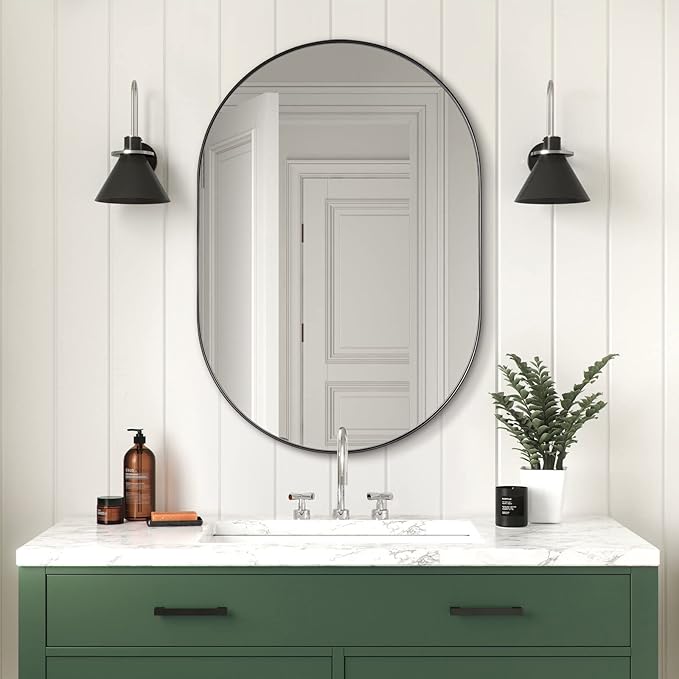 ANDY STAR Black Oval Mirror, 24x36 Oval Black Mirror in Stainless Steel Metal - Image 3