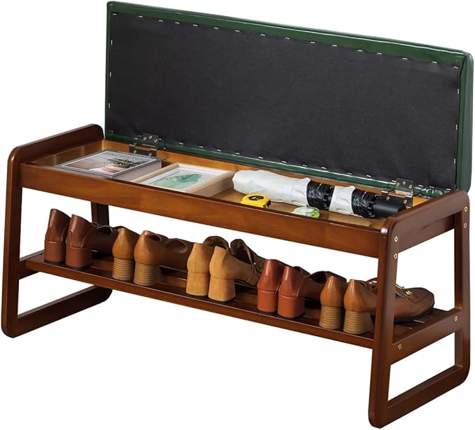 Shoe Rack Bench, Solid Wood Entryway Bench by ABAMFUR