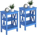VECELO End Table Set of 2, Bedside Table, X-Design Reinforced Nightstands by VECELO