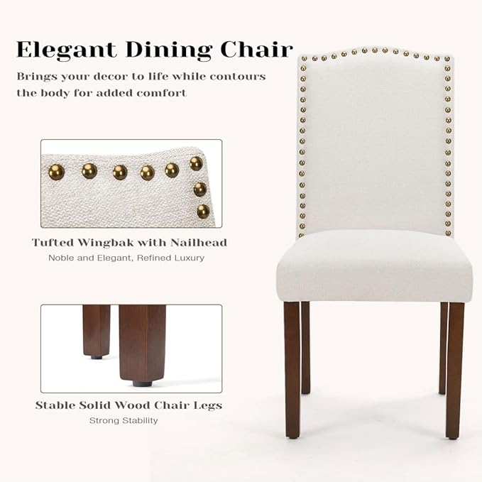 Kitchen Chairs Set of 2 Modern Upholstered Fabric Seat - Image 6