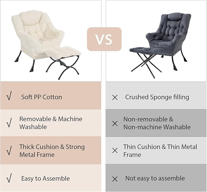 Lazy Chair with Ottoman, Modern Chair with Folding Footrest, Lounge Accent Chair - Image 6