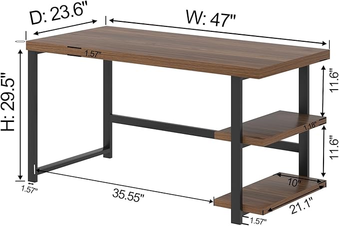 FOLUBAN 47 Inch Computer Desk, Small Home Office Desk - Image 2