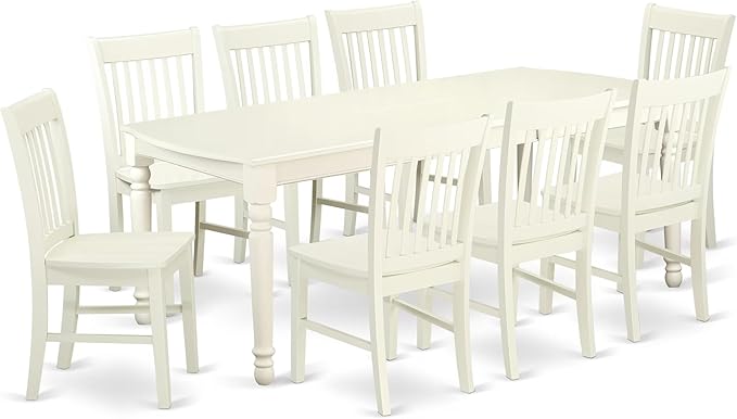 East West Furniture DONO9-LWH-W 9 Piece Dining Table Set Includes a Rectangle by EastWestFurniture