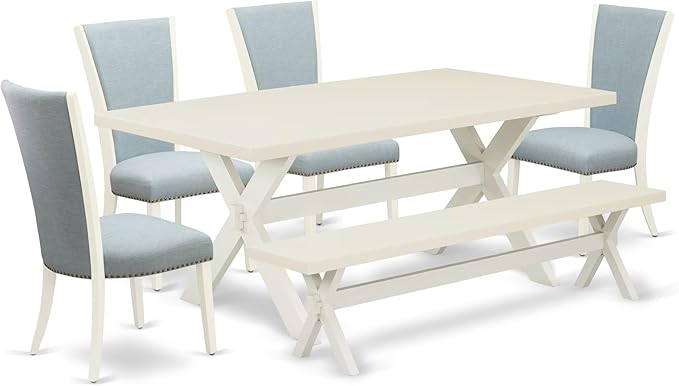 East West Furniture X027VE215-6 6 Piece Dinette Set Contains a Rectangle Dining by EastWestFurniture