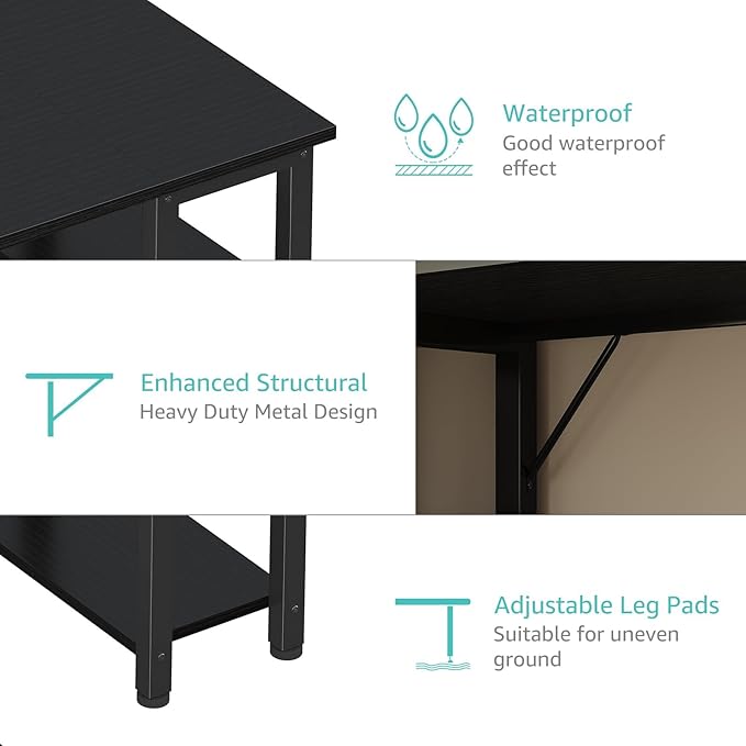 Lufeiya Gaming Desk with 4 Fabric Drawers & Storage Shelves, 63 inch Computer - Image 8