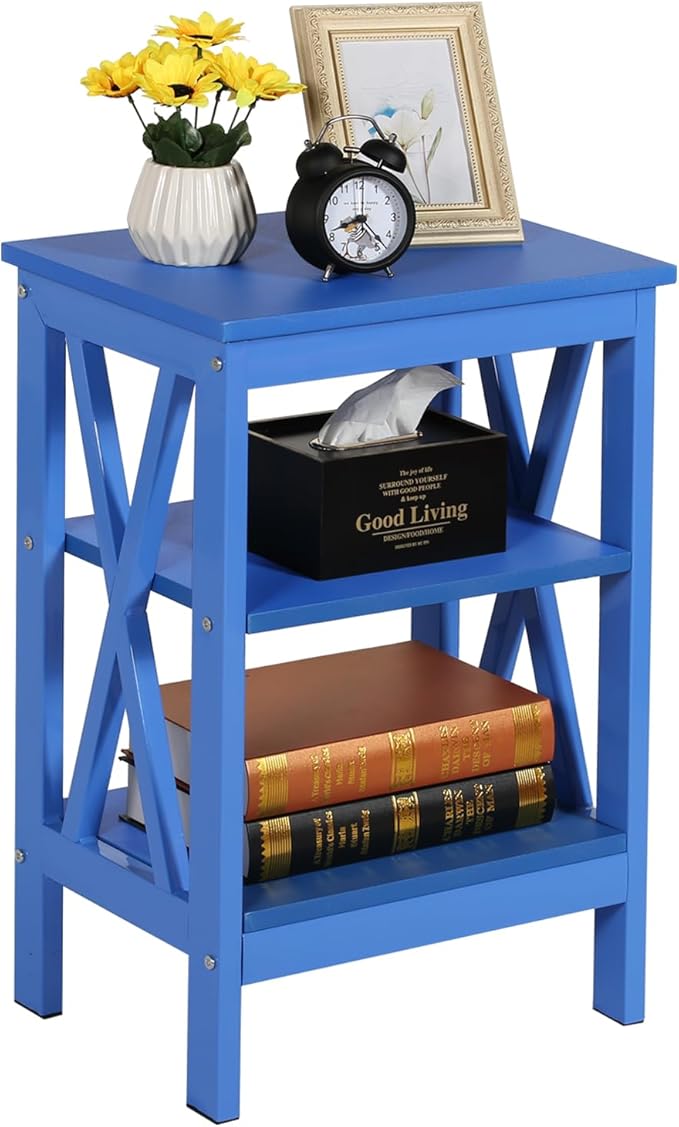 VECELO End Table, Bedside Table, X-Design Reinforced Nightstands, Side Table by VECELO