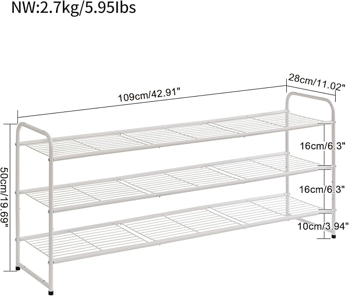 YMYNY Freestanding Shoe Racks, 3 Tiers Stackable & Adjustable Shoe Storage Shelf - Image 3