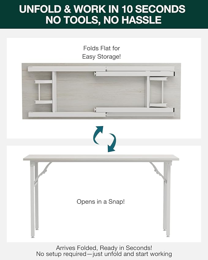 Frylr Small Folding Computer Desk – Portable 55.1 Inch Foldable Laptop Table - Image 3