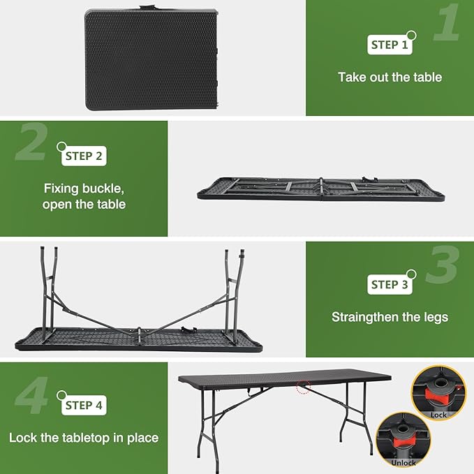 BestOffice Outdoor Folding Camping Table Plastic Table Portable Square Height - Image 5
