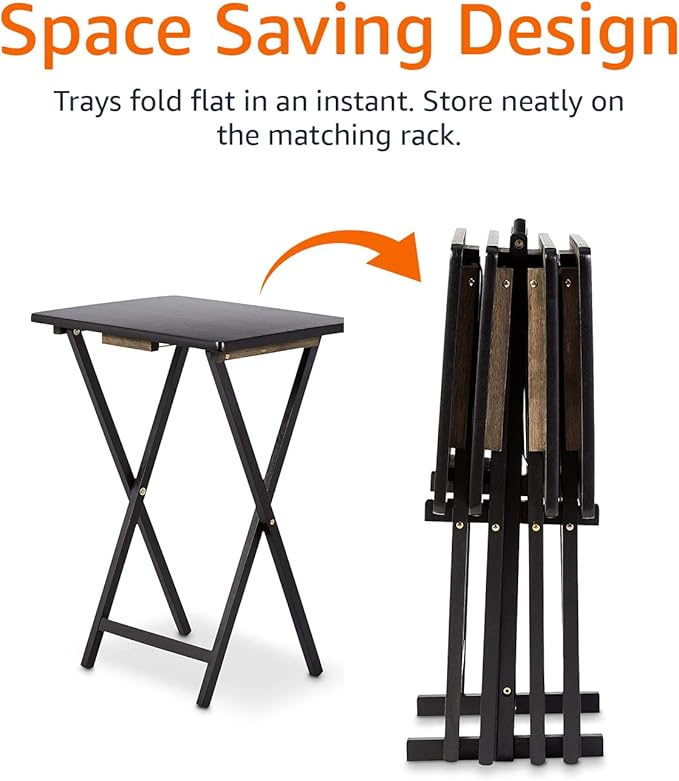 Amazon Basics Portable TV Dinner 4-Pack Rectangular Folding Tray Table - Image 6