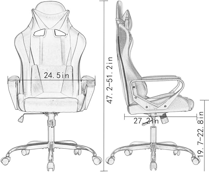 BestOffice High-Back Gaming Chair PC Office Chair Computer Racing Chair PU Desk - Image 2