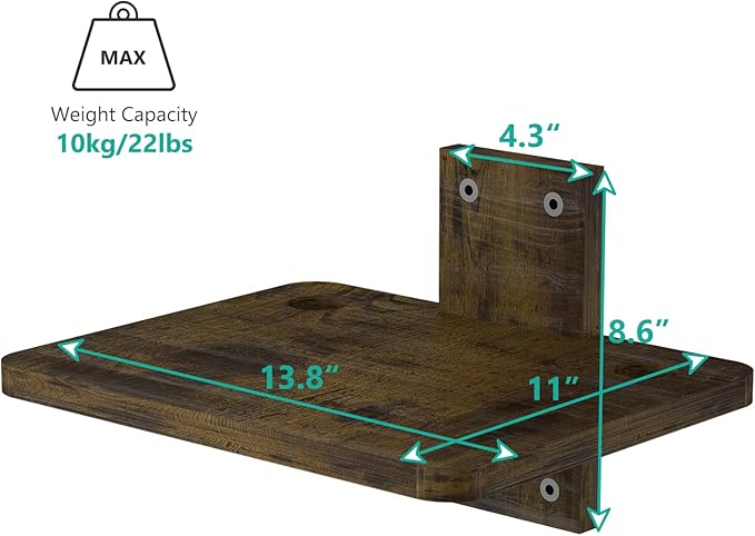 WALI Projector Wall Mount Shelf, Holds Up to 22lbs, Wooden Floating TV Stand - Image 3