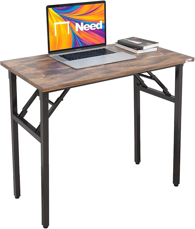 Need Small Desk 31 1/2" No Assembly Foldable Writing Table, Sturdy and Heavy by Need