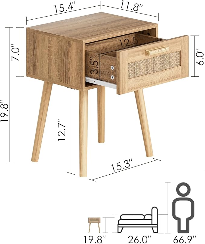 Rattan Nightstand, Small Night Stand, Side Table - Image 2