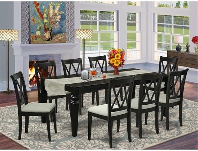 East West Furniture LGCL9-BLK-C 9 Piece Dining Room Table Set Includes a - Image 2