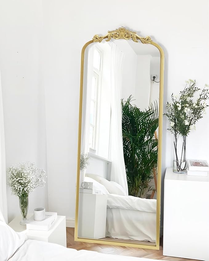 AIXI HOME Arched Gold Antique Full Length Mirror, Baroque Inspired Home Decor - Image 2