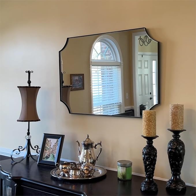 ANDY STAR Matte Black Bathroom Mirror, 22x30'' Scalloped Mirror - Image 9