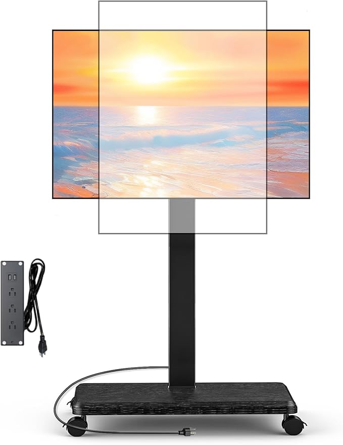 Rolling TV Stand with Power Outlet, Swivel Mobile Portable TV Cart by Unknown