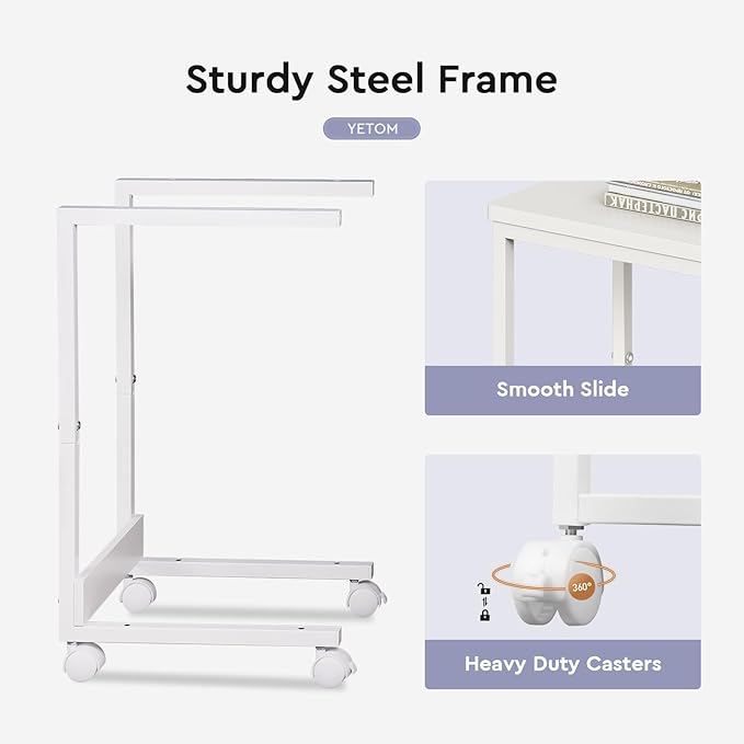 Side Table, C Table with 2-Tier Storage Shelf, End Table TV Tray with Metal - Image 6