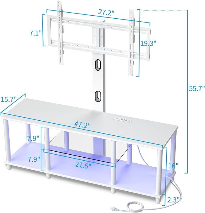 TV Stand with Mount and Led Light，White TV Stand with Power Outlets - Image 6