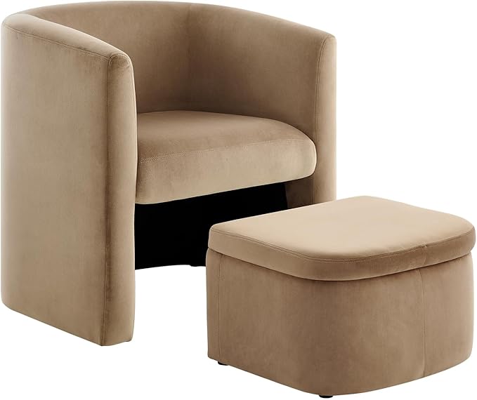 COLAMY Morden Velvet Barrel Accent Chair - Image 3