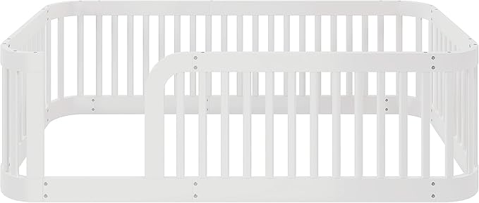 Bellemave Twin Floor Bed with High Fence and Rounded Corner Design, Wood - Image 9
