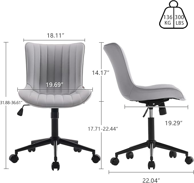 YOUNIKE Grey Home Office Desk Chair - Image 2