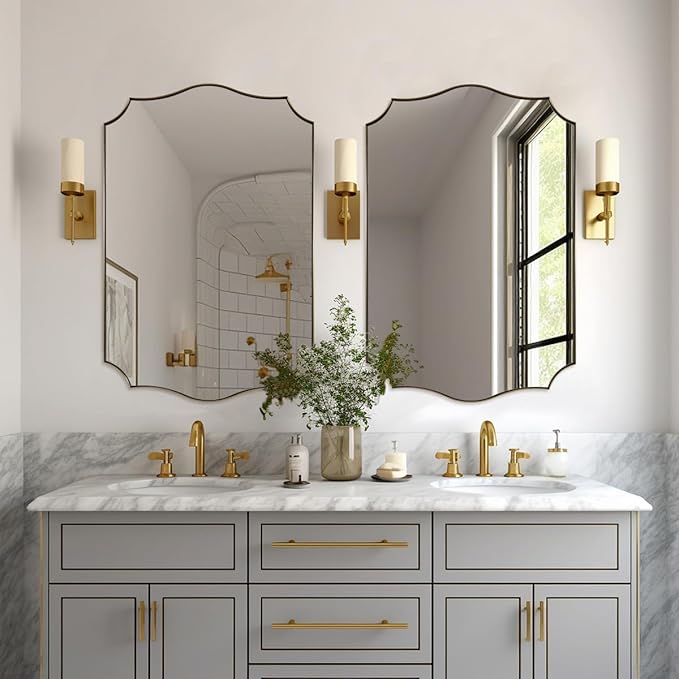24x32 Gold Mirror, Brushed Gold Scalloped Mirror - Image 8