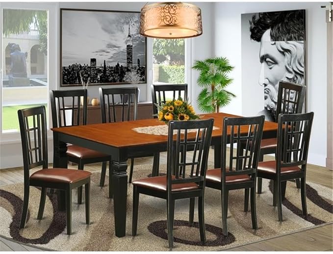 East West Furniture LGNI9-BCH-LC 9 Piece Modern Dining Table Set Includes a - Image 2
