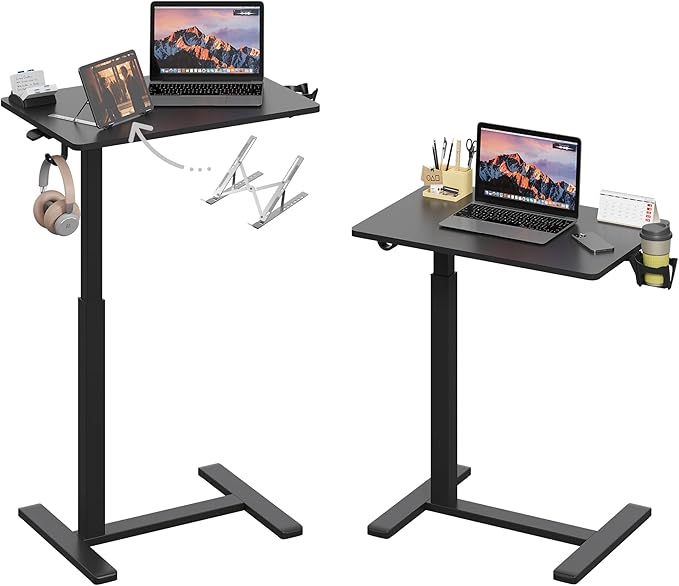 Gas Spring Adjustable Height Rolling Portable Laptop Desk, Mobile Standing Desk by Unknown