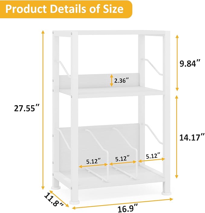 Hosfais 3 Tier Record Player Stand, Retro Vinyl Record Storage End Table - Image 3