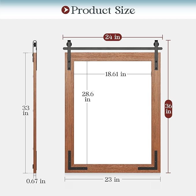 24x36 Inch Farmhouse Mirror for Bathroom, Rectangle Wall Decorative Mirrors for - Image 6
