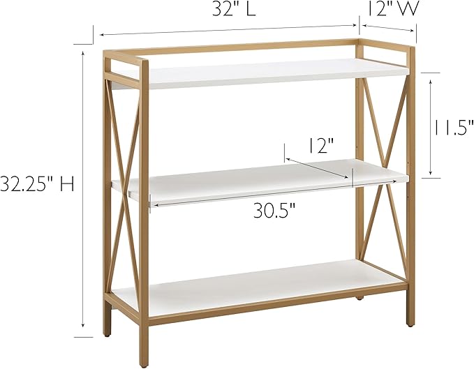 Leick Home Claudette Mixed Metal and Wood Bookshelf, Compact Storage - Image 3