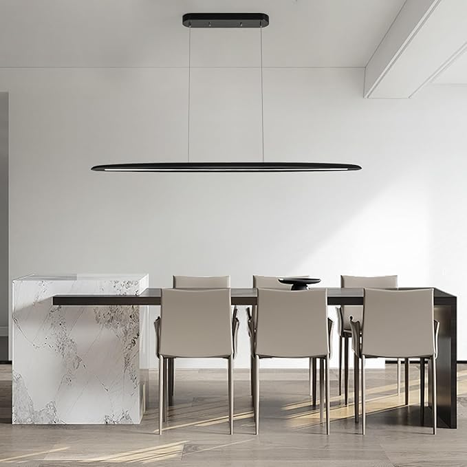 59inch Integrated Led Pendant Light 40w Dimmable Wood Black Linear Pendant - Image 6