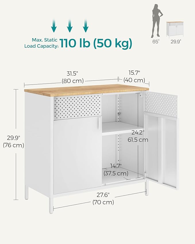 SONGMICS Set of 2 Storage Cabinets, Metal Cabinet, Sideboard - Image 3