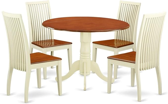 East West Furniture DLIP5-BMK-W 5 Piece Dining Room Table Set Includes a Round by EastWestFurniture