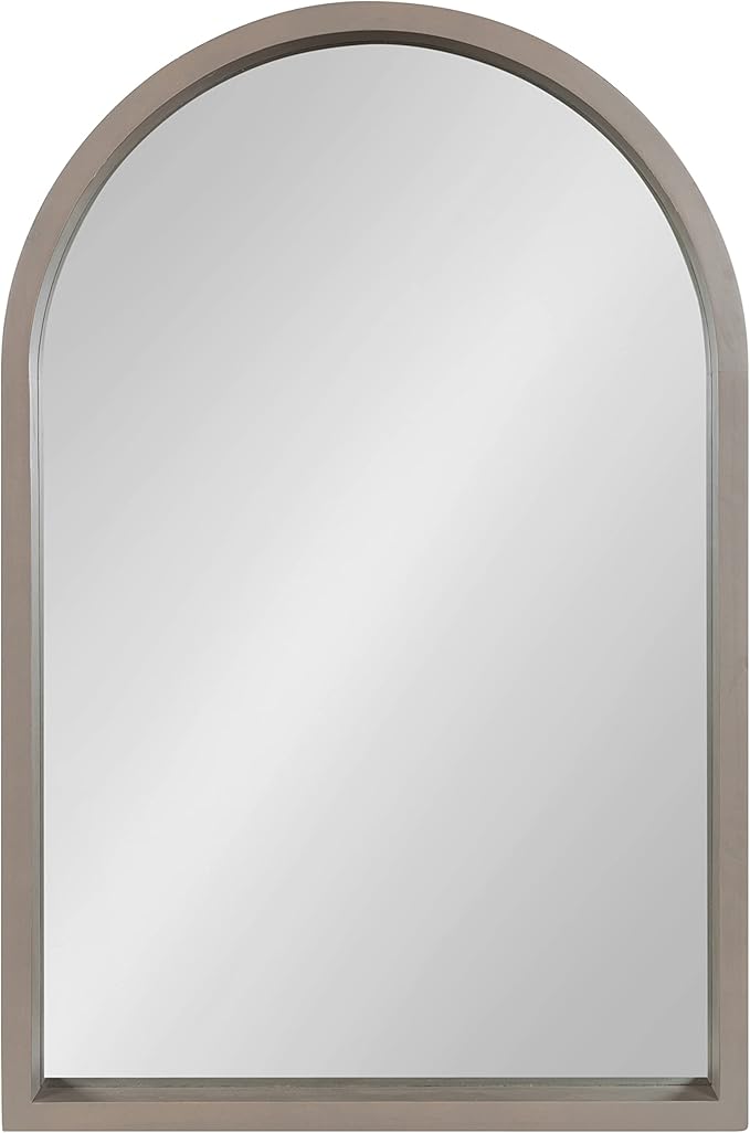 Kate and Laurel Hutton Farmhouse Wood Arched Mirror; 20 x 30; Gray; Decorative - Image 2