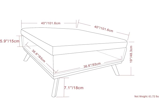 SIMPLIHOME Owen 40 inch Wide Mid Century Modern Square XL Coffee Table Storage - Image 3