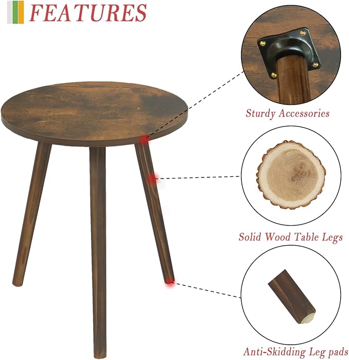 AWASEN Round Side Table, Small End Table - Image 4