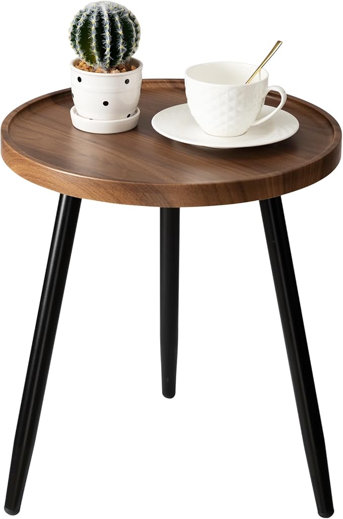 danpinera Round Side Table, Metal Legged Accent Table by danpinera