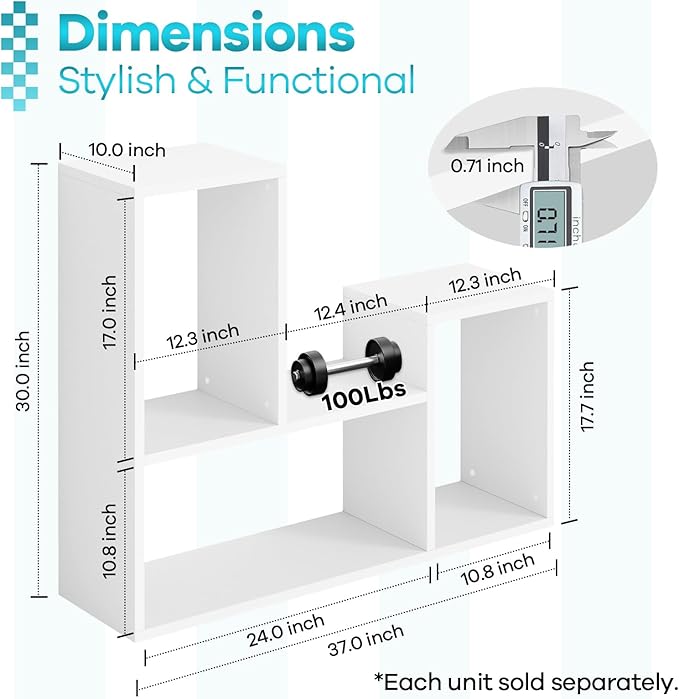 Kaboon Free-Form Modular Shelving Unit, Freestanding Bookcase 10 Inches Deep - Image 3