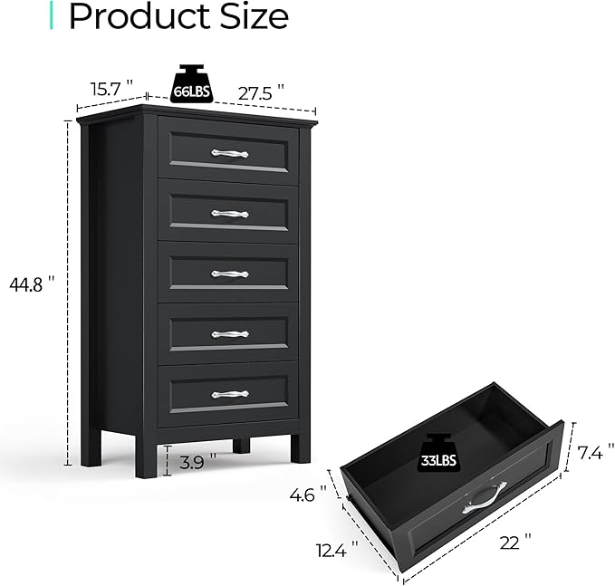 LINSY HOME Tall Dresser for Bedroom - Image 3