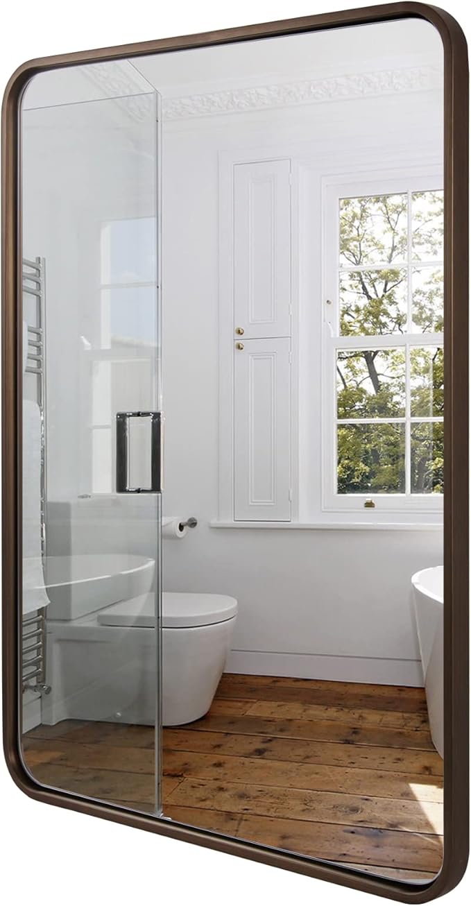 ANDY STAR Bronze Bathroom Mirror 30X40, Large Brushed Bronze Mirror by ANDYSTAR