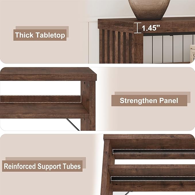 BON AUGURE Entryway Table, Console Table Behind Couch, Wood Sofa Tables - Image 4