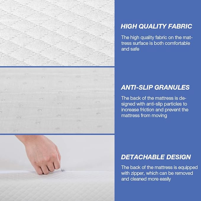 FDW | 8 Inch Queen Mattress | Medium Firm | Gel Memory Foam Mattress | White | - Image 5