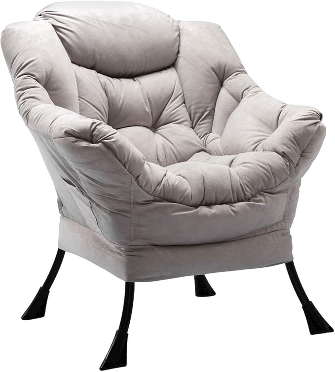 HollyHOME Modern Large Cotton Fabric Lazy Chair，Accent Contemporary Lounge Chair by HollyHOME