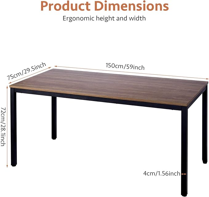 POPRUN Writing Computer Office Desk 59 Inch（60"x 30"） Home Office Wooden - Image 3
