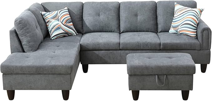 L Shaped Sectional Couch with Otttoman, Apartments - Image 5