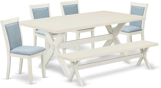 East West Furniture X027MZ015-6 6 Piece Kitchen Table Set Contains a Rectangle by EastWestFurniture