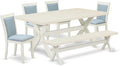 East West Furniture X027MZ015-6 6 Piece Kitchen Table Set Contains a Rectangle by EastWestFurniture